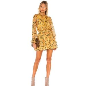 tularosa yellow flower mini dress, worn once, dry cleaned